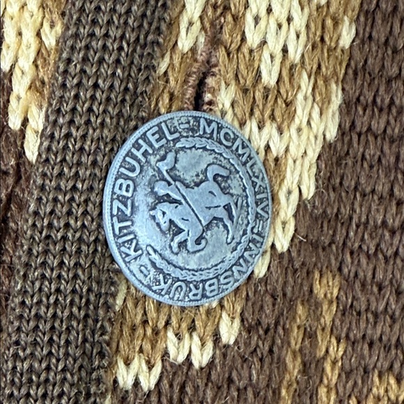 Vintage 60s Ren-dale Norvyk Wool Brown Patterned Cardigan Size Medium - Picture 3 of 7